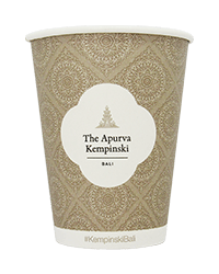 12oz aqueous custom design cup for Kempinski hotel.